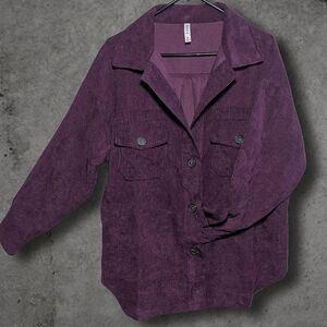 Zenana Purple Shacket Jacket Ladies Boutique Oversized Lightweight Size Medium